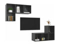 4-piece wall-mounted TV unit, glossy grey engineered wood, MYBG41123
