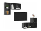 4-piece wall-mounted TV unit, glossy grey engineered wood, MYBG41123