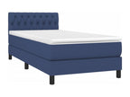 Upholstered bed base with mattress and blue LED lighting, 100x200 cm, fabric ZGJX83769