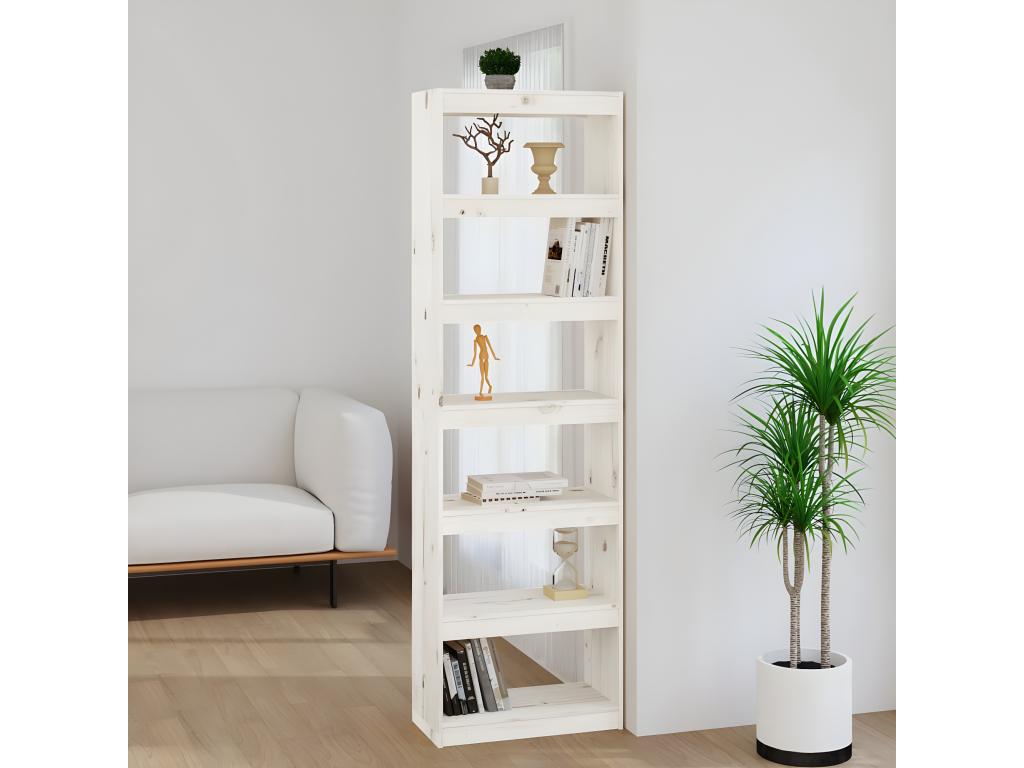 White Bookshelf/Room Divider 60x30x199.5cm Solid Pine DCEZ77554