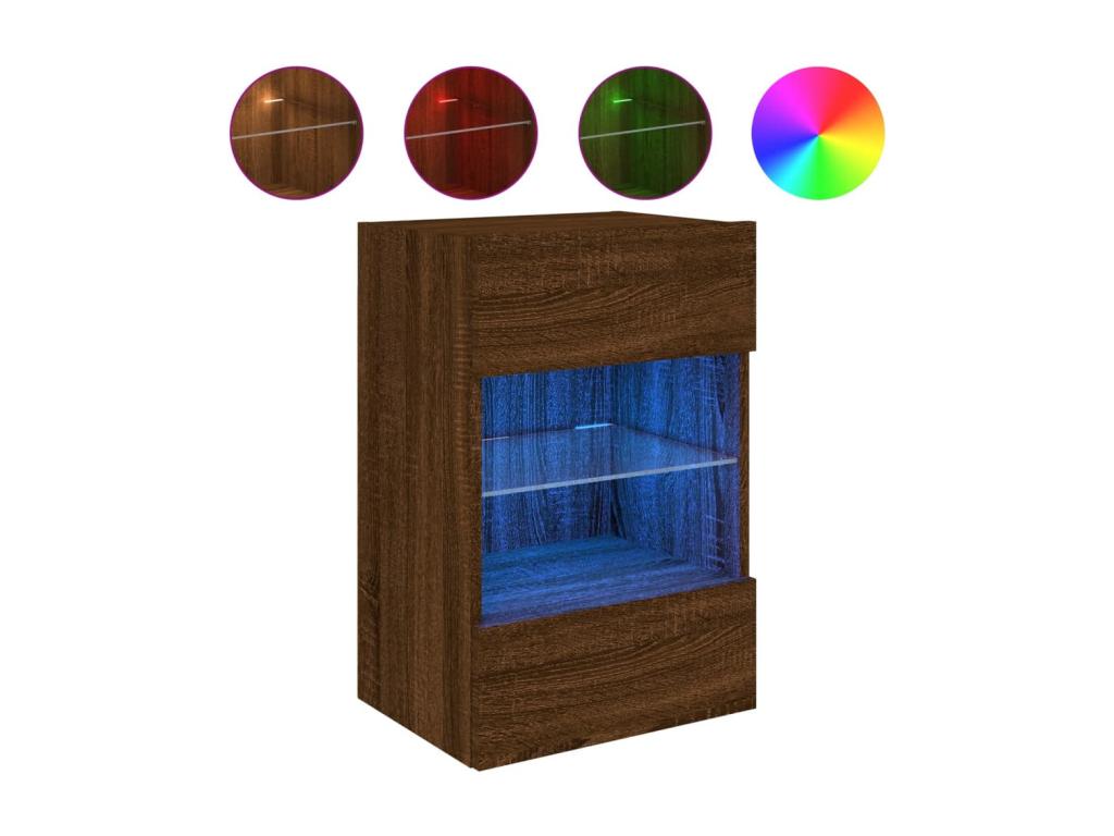 Wall-mounted TV unit with LED vents, brown oak, 40x30x60.5 cm, FDKA69187