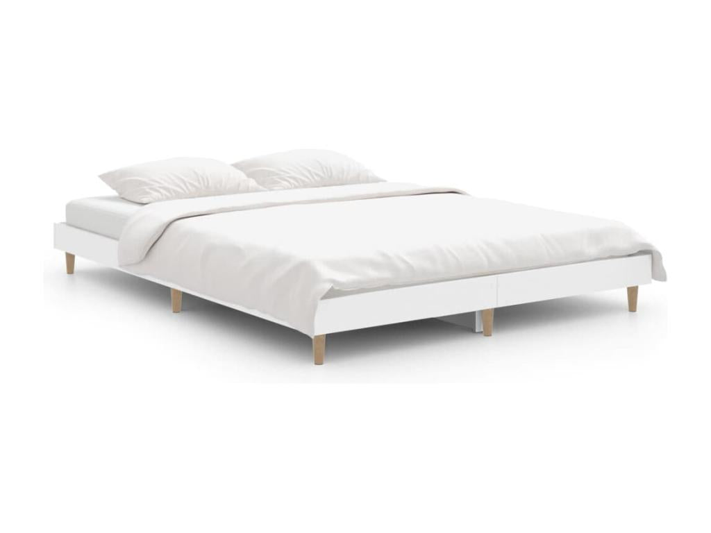 White bed frame 140x190 engineered wood IKKW87481