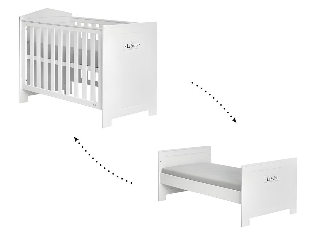 Ventoriq Convertible Baby Cot and Changing Table, White MDF, DSUW40051