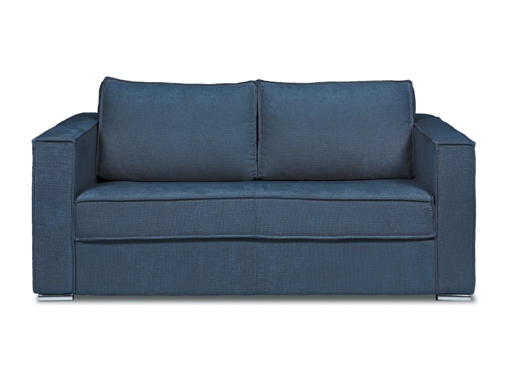 3-seater express convertible sofa in textured blue fabric - 140 cm sleeping area - 18 cm mattress Lumenao RWNY64449