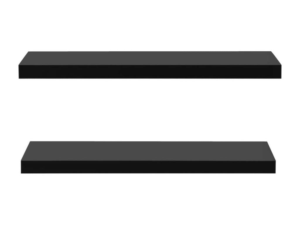 Floating wall shelves, 2 pcs, Black, 100x20x3.8 cm, TVMN66511