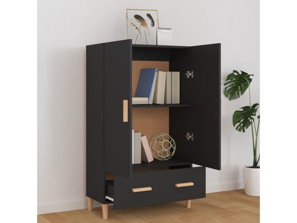 Black tall sideboard 70x31x115 cm engineered wood TAYQ13925