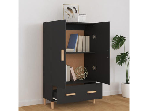 Black tall sideboard 70x31x115 cm engineered wood TAYQ13925