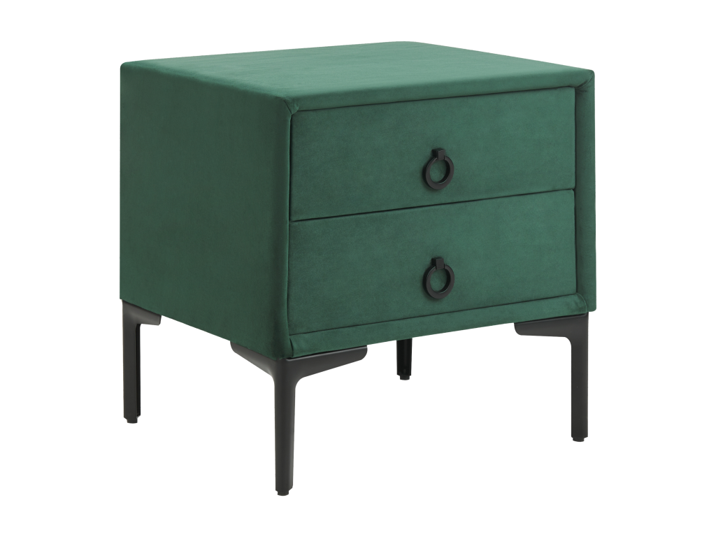 Lumenao Dark Green Velvet 2-Drawer Nightstand ZFTU96104