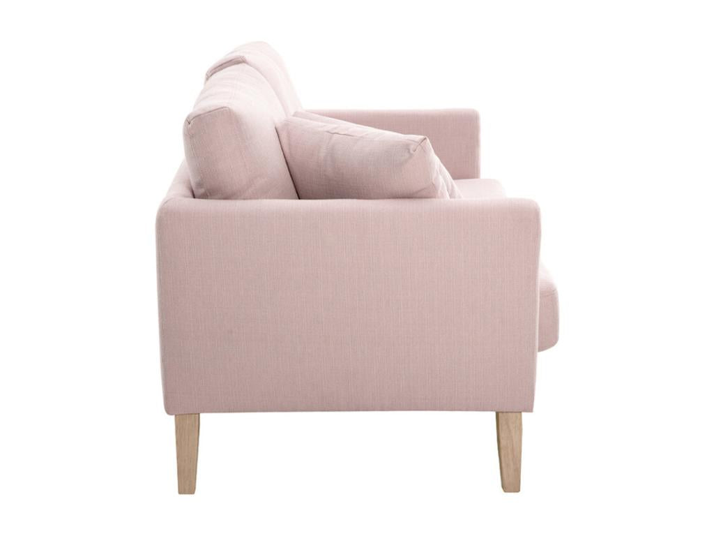 Lumenao LLCO86244 2-seater Scandinavian sofa with removable cover in pink fabric and light wood