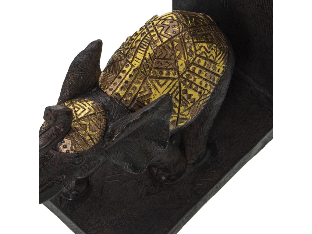 Brown and gold resin elephant bookend XIJC89231