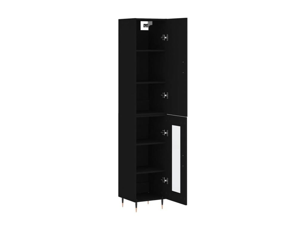 Highboard, Black, 34.5x34x180 cm, Engineered Wood, PEZV10509