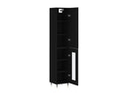 Highboard, Black, 34.5x34x180 cm, Engineered Wood, PEZV10509