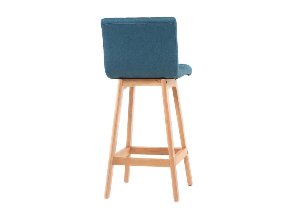 Lumenao HFYP20663 Wooden and Duck Blue Bar Stools, 65cm High, Set of 2