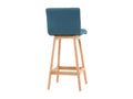 Lumenao HFYP20663 Wooden and Duck Blue Bar Stools, 65cm High, Set of 2