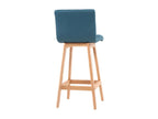 Lumenao HFYP20663 Wooden and Duck Blue Bar Stools, 65cm High, Set of 2