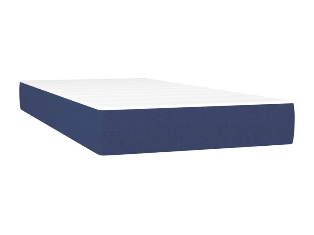 Upholstered bed base with mattress and blue LED lighting, 100x200 cm, fabric ZGJX83769