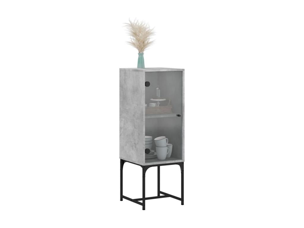 Side cabinet with concrete grey glass door 35x37x100 cm EXEB85447