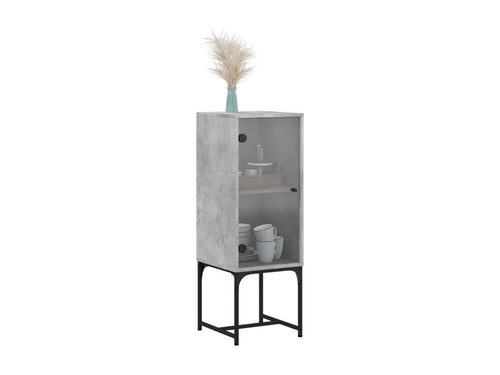 Side cabinet with concrete grey glass door 35x37x100 cm EXEB85447