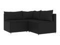 3-piece garden furniture set with cushions, black wicker resin QARH33704