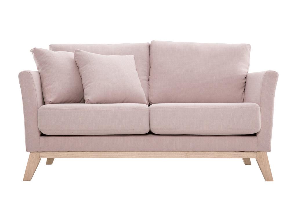 Lumenao LLCO86244 2-seater Scandinavian sofa with removable cover in pink fabric and light wood