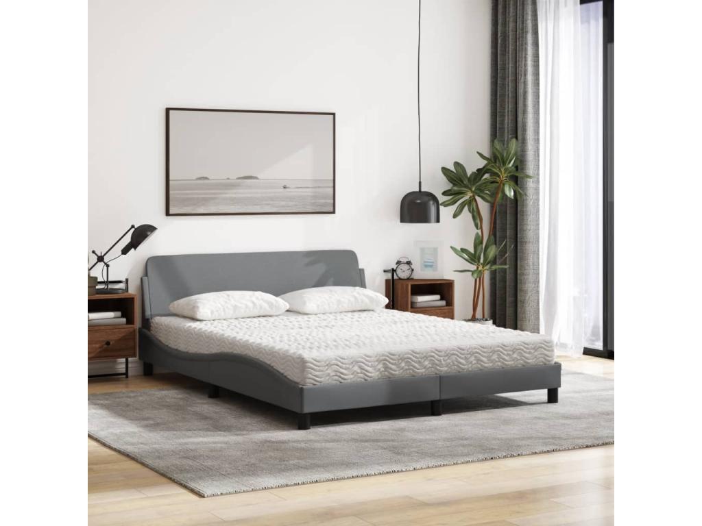 Bed with light grey mattress 160x200 cm fabric BYLQ41509
