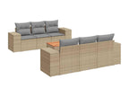 7-piece garden furniture set with cushions, beige woven resin ZVTD60853