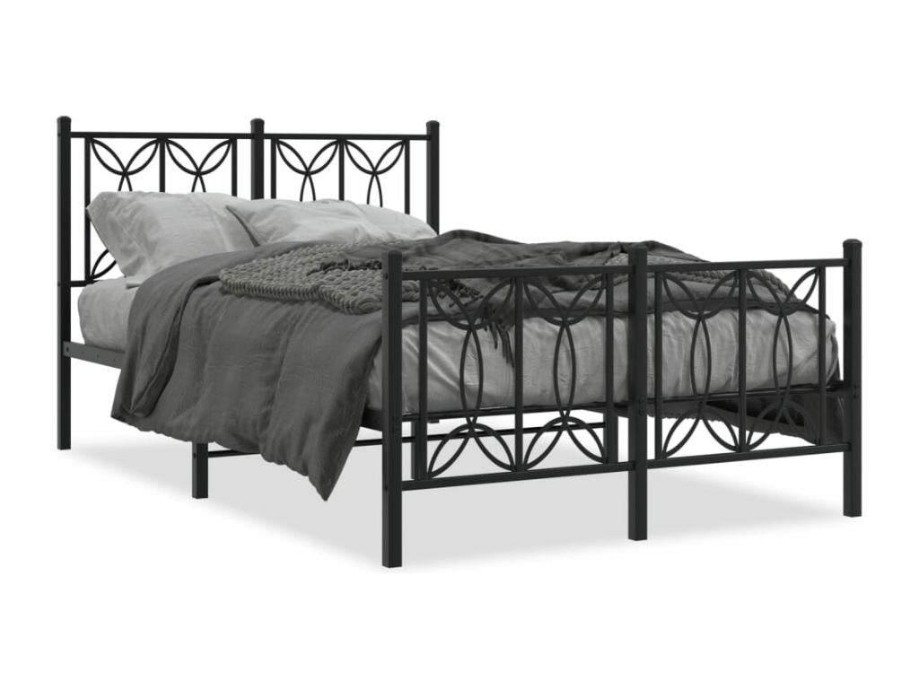 Metal bed frame without mattress with black bed legs 120x200cm EPLU55894