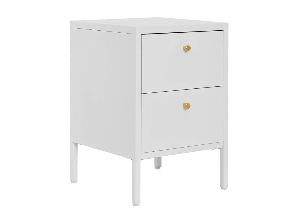 Lumenao - 2-Drawer Bedside Table in White Lacquered Metal PCMZ55047