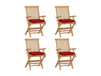 Garden chairs with red cushions, 4 pieces, solid teak wood SDDI82128