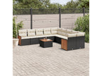 11-piece garden furniture set with cushions, black woven resin OPMT09412
