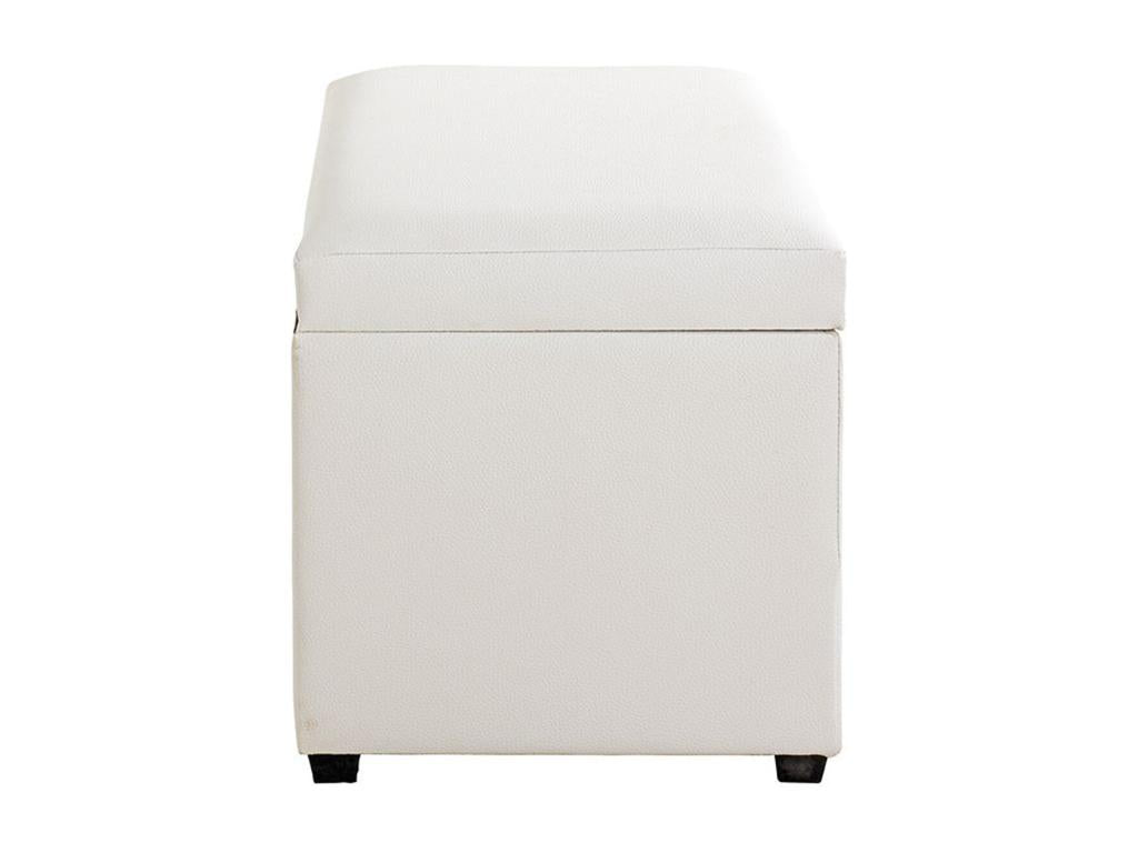 Storage chest in white and wood-effect faux leather - length 58 x depth 39 x height 42 cm XRWP08452