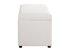 Storage chest in white and wood-effect faux leather - length 58 x depth 39 x height 42 cm XRWP08452
