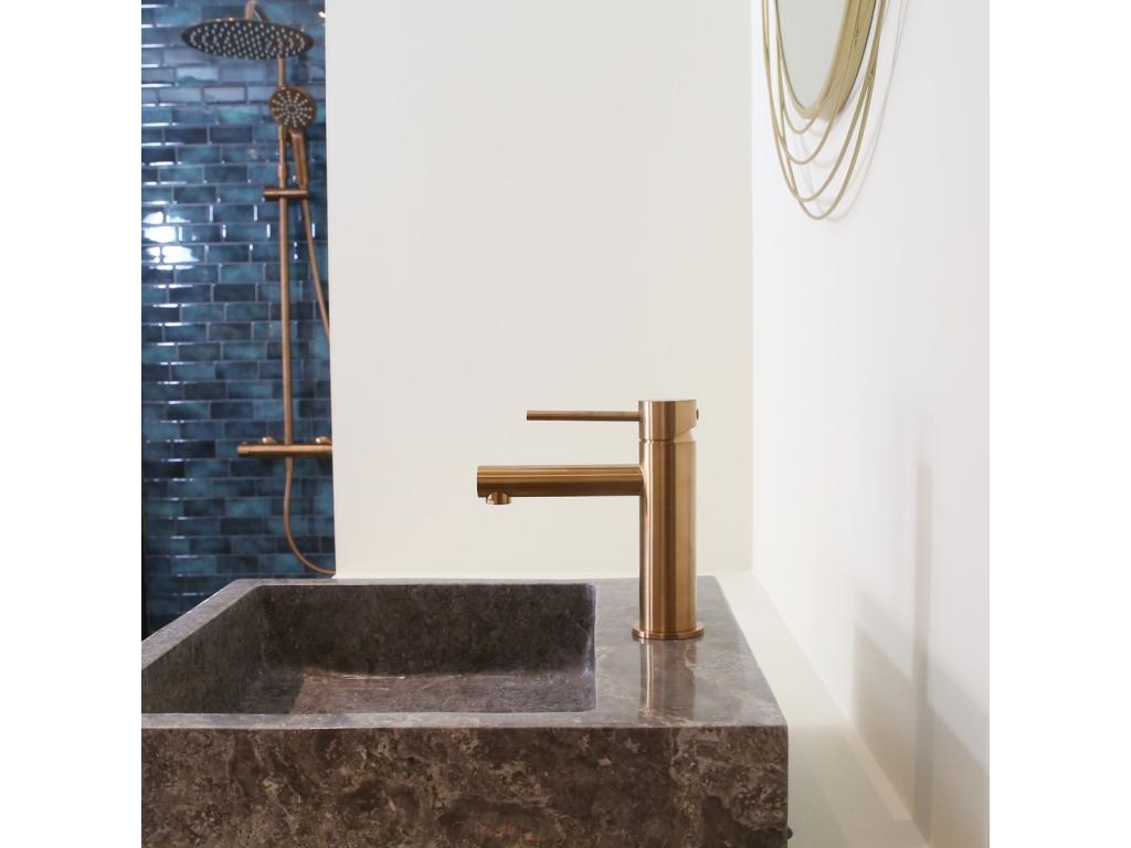 Lumenao low-profile brushed copper basin mixer tap - Lumenao KAHE78287