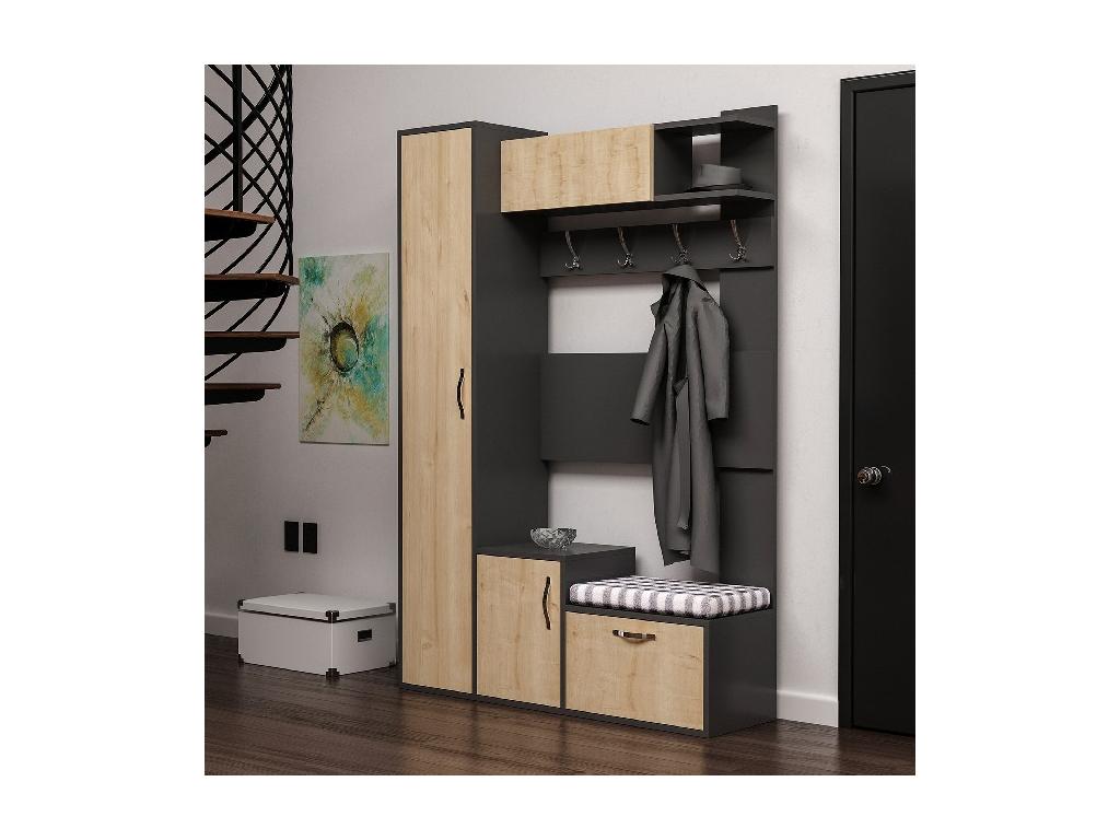 Lumenao Oak Hallway Unit 125x35x184 cm Lumenao MNIQ86963