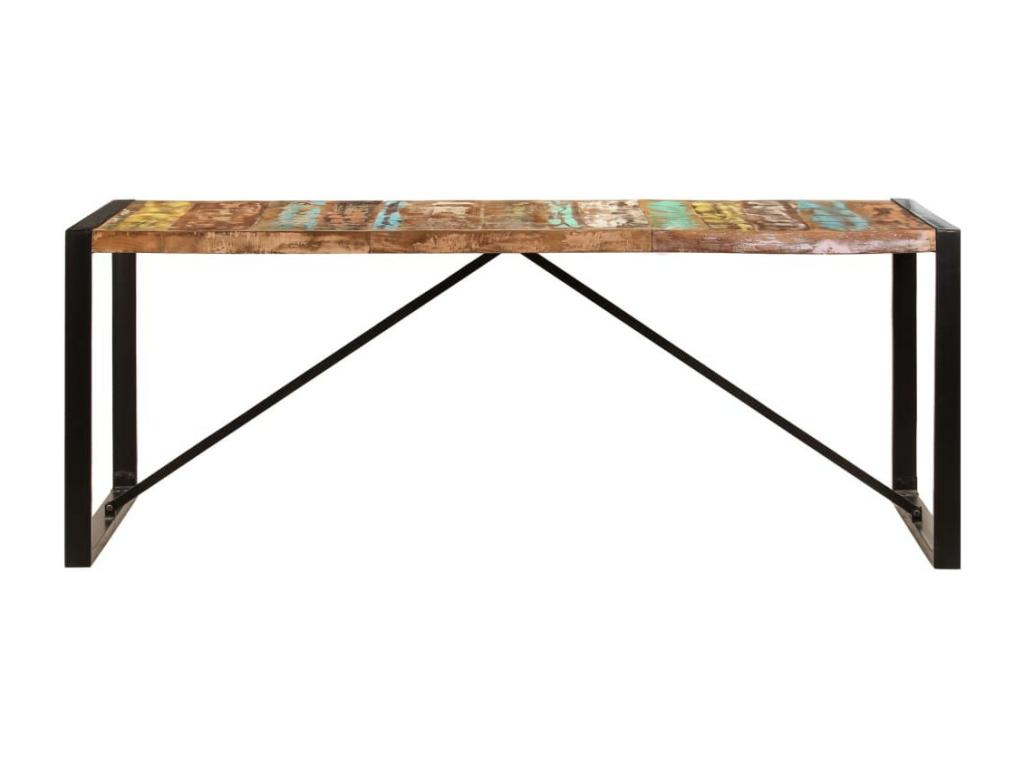 Unik 220cm Reclaimed Wood Dining Table with Black Steel Legs OKKL77359