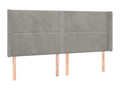 Headboard with wings, light grey, 183x16x118-128 cm, velvet, FUZP95301