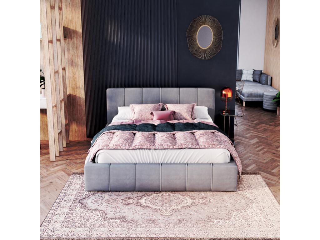 Lumenao 180x200 cm storage bed with Lumenao lift-up slatted base, Light Grey RYRO98767