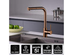Ventoriq Kitchen Mixer Tap with Pull-Out Spray, Brushed Rose Gold PVD Finish, Brass Body, 35mm Ceramic Cartridge. UMBR04905