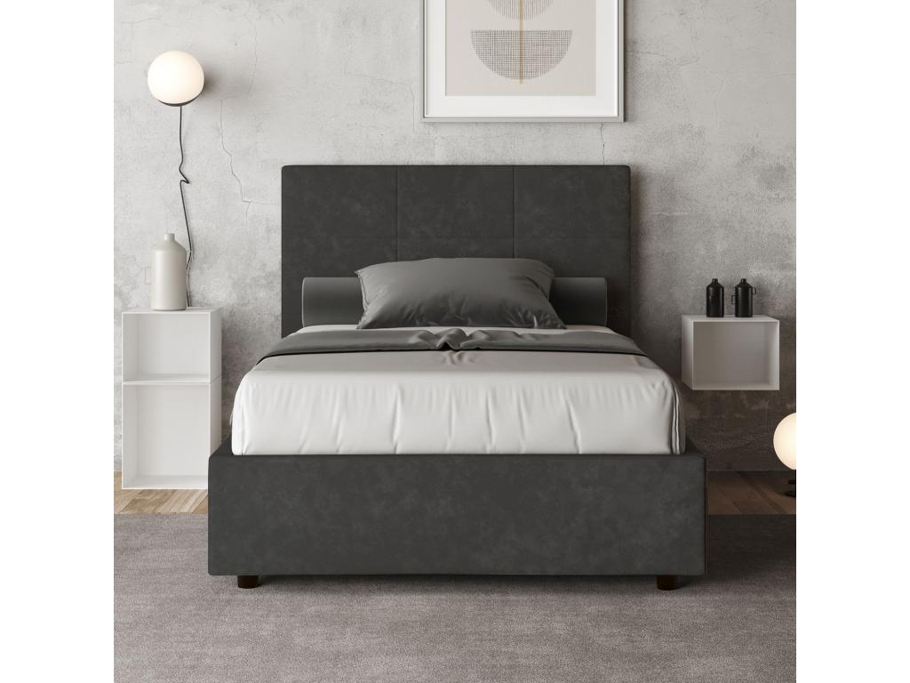 Lumenao LZHS87387 Single bed with 120x210cm grey microfiber upholstered slatted base