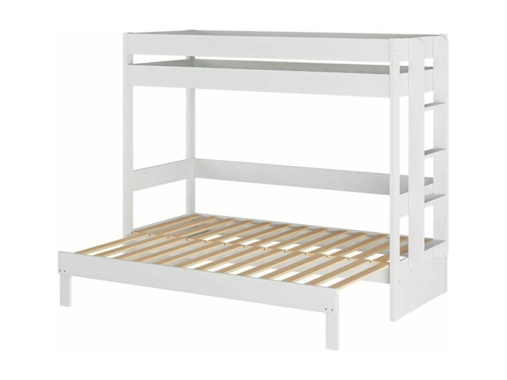 Lumenao LRJE49463 Bunk bed with pull-out bed and drawer, 80x200 cm, solid white wood