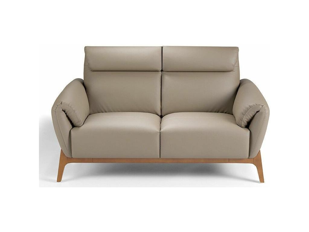 Contemporary 2-seater sofa with walnut wood and leather upholstery - Lumenao color 82 Lumenao DSYD19603
