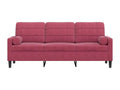 3-seater sofa with burgundy cushions, 180 cm, velvet, SJTE68497