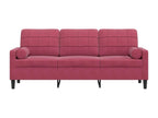 3-seater sofa with burgundy cushions, 180 cm, velvet, SJTE68497