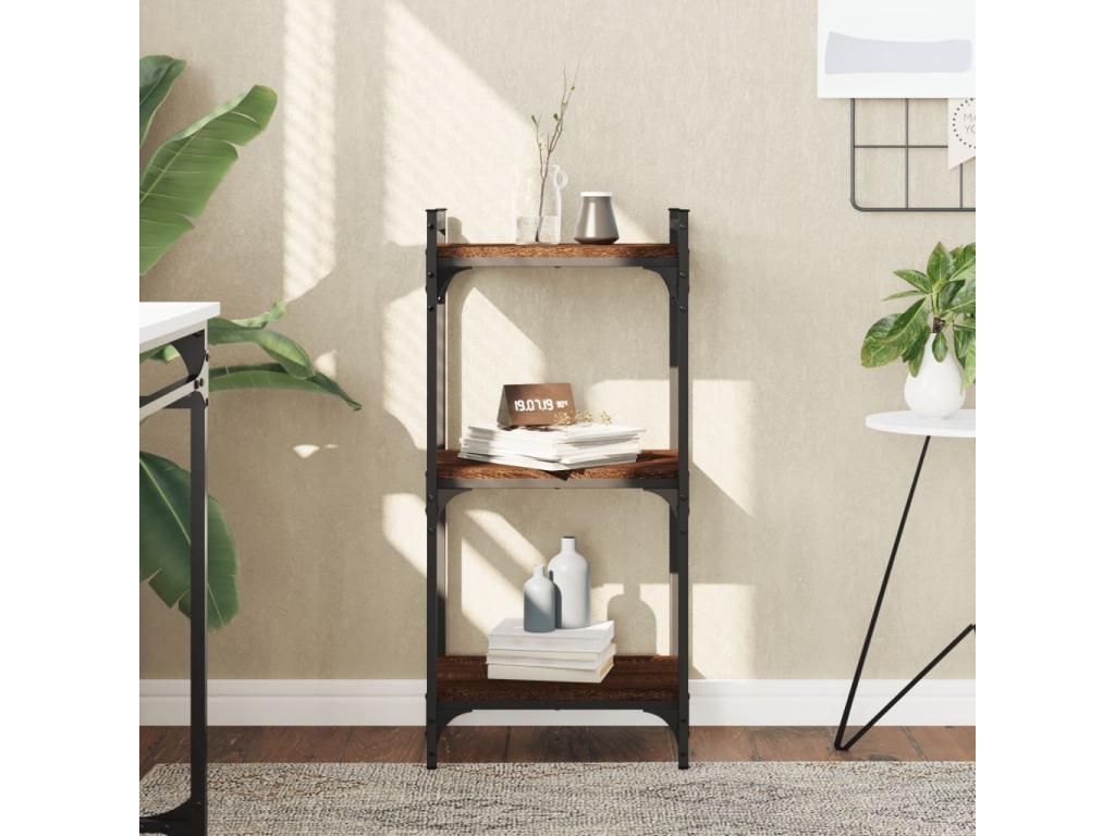 3-tier bookcase, brown oak, 40x30x86 cm, engineered wood, MQOO49295