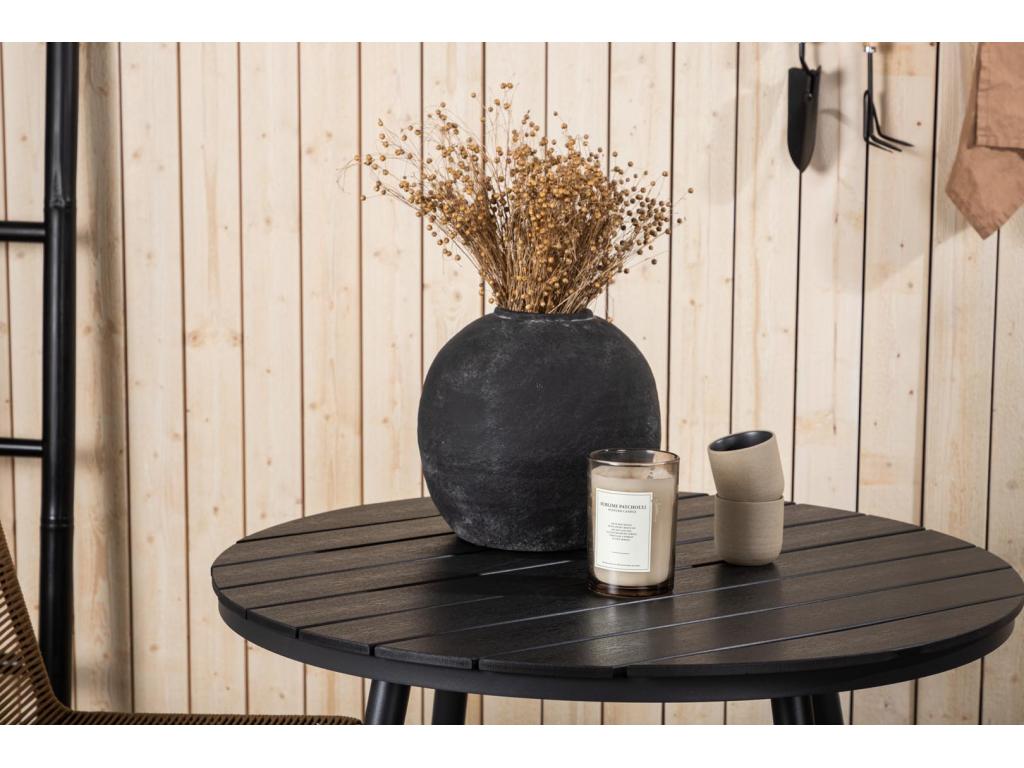 Lumenao garden table and chair set, 90x90cm table, 2 Lumenao chairs, black and brown. IAEM14203