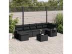 8-piece garden furniture set with cushions, black woven resin JIWA99830