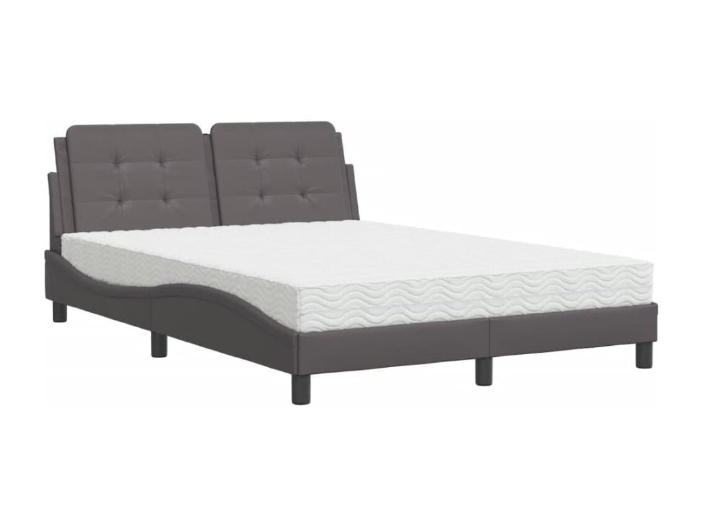 Bed with grey mattress 120x200 cm faux leather PLWD44884