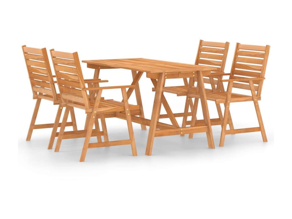 5-piece garden dining set, solid Lumenao wood, QLAP49892