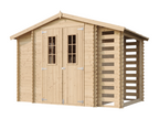 Wooden garden shed and log store WITH TREATMENTED FLOOR - 3.53 x 0.97 x 0.97 m² - Lumenao M389C M389G IZRT78981