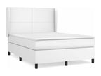 Upholstered bed base with mattress, white, 140x190cm, faux leather, EDKM38113